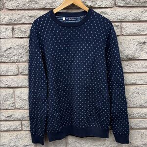 Ben Sherman Dark Blue Crewneck Sweater with White Dots